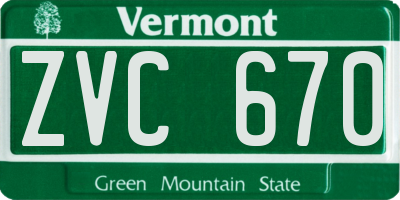 VT license plate ZVC670