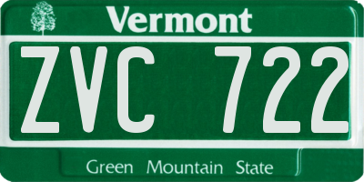 VT license plate ZVC722