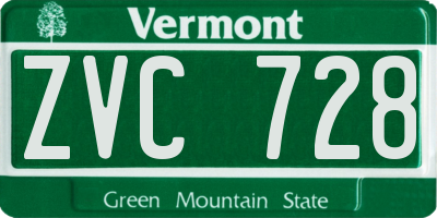 VT license plate ZVC728