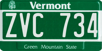 VT license plate ZVC734