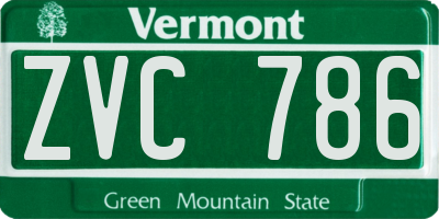 VT license plate ZVC786