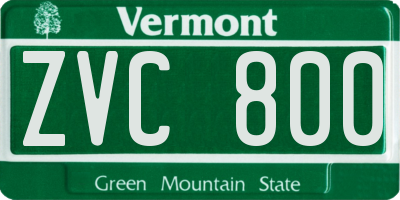 VT license plate ZVC800
