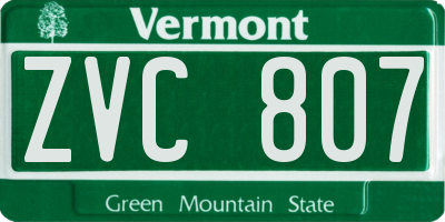 VT license plate ZVC807