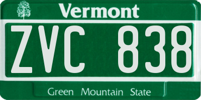 VT license plate ZVC838