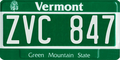 VT license plate ZVC847
