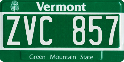 VT license plate ZVC857