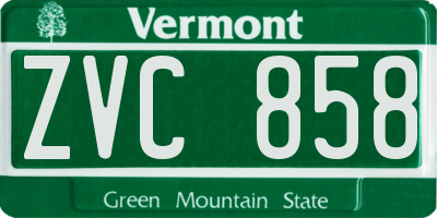 VT license plate ZVC858