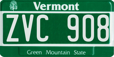 VT license plate ZVC908