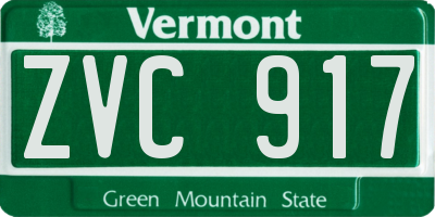 VT license plate ZVC917