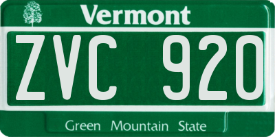 VT license plate ZVC920