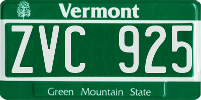 VT license plate ZVC925