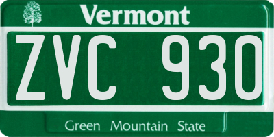 VT license plate ZVC930
