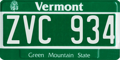 VT license plate ZVC934