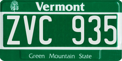 VT license plate ZVC935