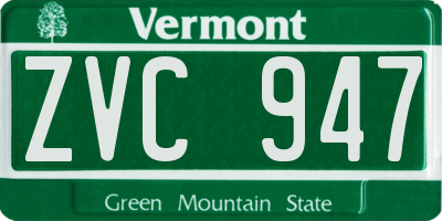 VT license plate ZVC947