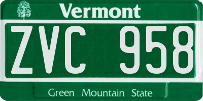 VT license plate ZVC958
