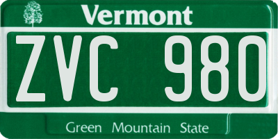 VT license plate ZVC980