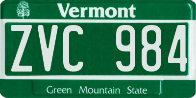 VT license plate ZVC984