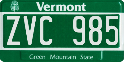 VT license plate ZVC985