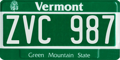VT license plate ZVC987