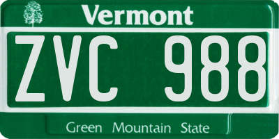 VT license plate ZVC988
