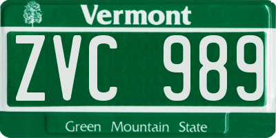 VT license plate ZVC989