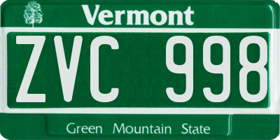 VT license plate ZVC998