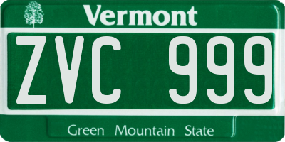 VT license plate ZVC999
