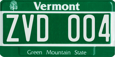 VT license plate ZVD004