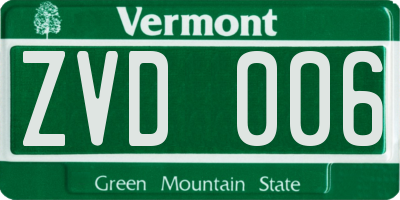 VT license plate ZVD006
