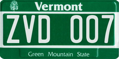 VT license plate ZVD007
