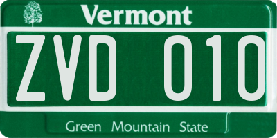 VT license plate ZVD010