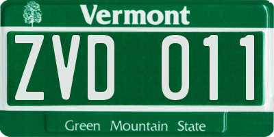 VT license plate ZVD011