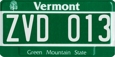 VT license plate ZVD013