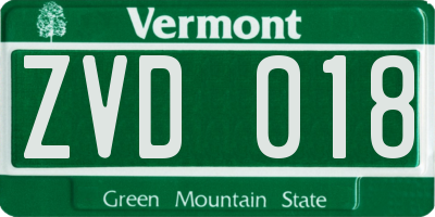 VT license plate ZVD018
