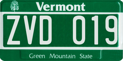 VT license plate ZVD019