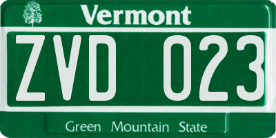 VT license plate ZVD023