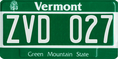 VT license plate ZVD027