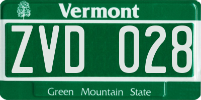 VT license plate ZVD028