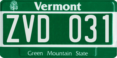 VT license plate ZVD031