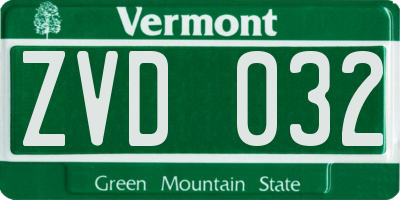 VT license plate ZVD032