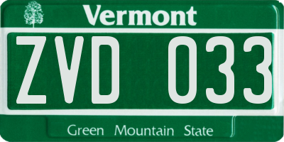 VT license plate ZVD033