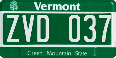 VT license plate ZVD037