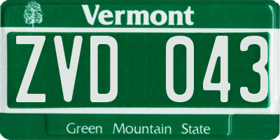 VT license plate ZVD043