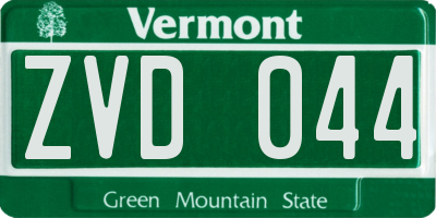VT license plate ZVD044