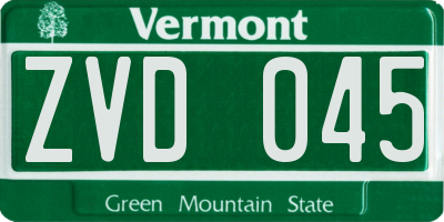 VT license plate ZVD045