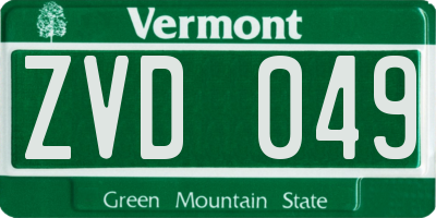 VT license plate ZVD049