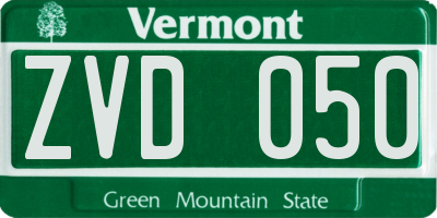 VT license plate ZVD050