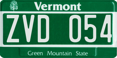 VT license plate ZVD054