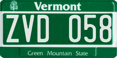 VT license plate ZVD058